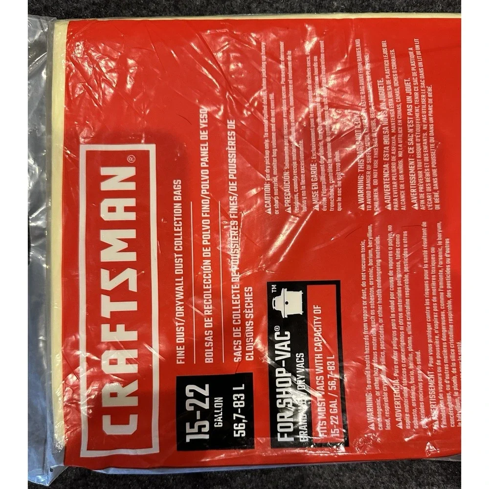 CRAFTSMAN Shop-Vac CMXZVBE38769 Fine Dust-Drywall Dust 2 Bags Sealed New